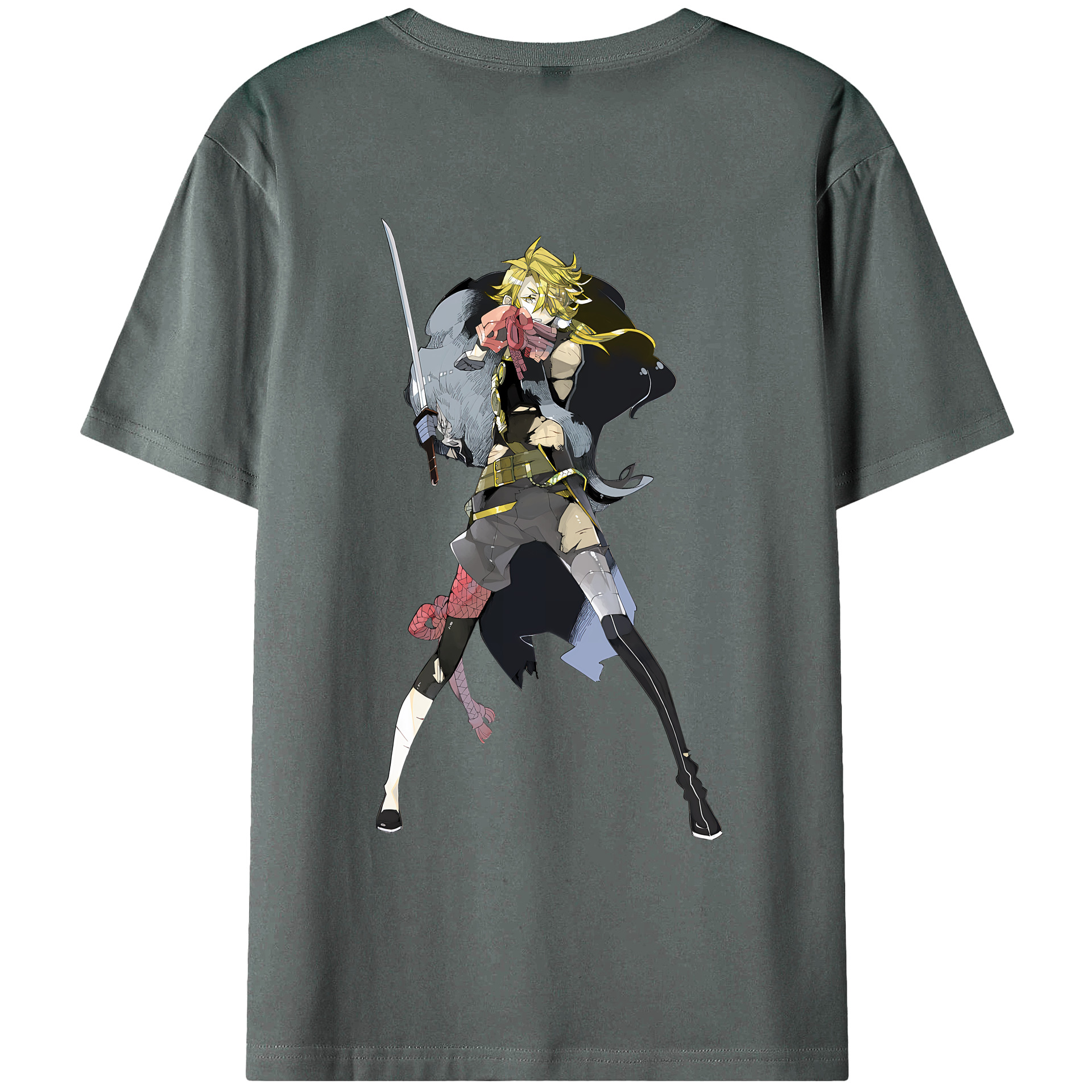 （画像用） 刀剣乱舞 Touken Ranbu 綿100％ メンズ半袖Tシャツ（バックプリント） 通気性